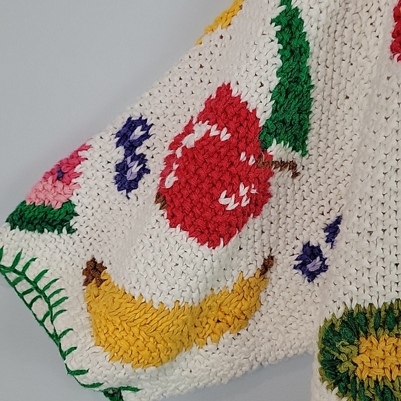 The Eagle's Eye vintage handkint fruit banana strawberry watermelon cardigan - Picture 4 of 11
